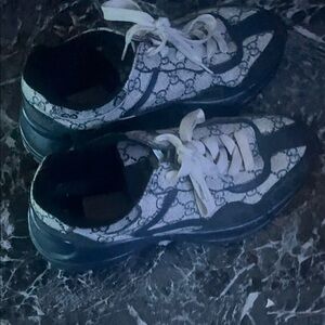 Gucci Black and White Patterned Sneakers